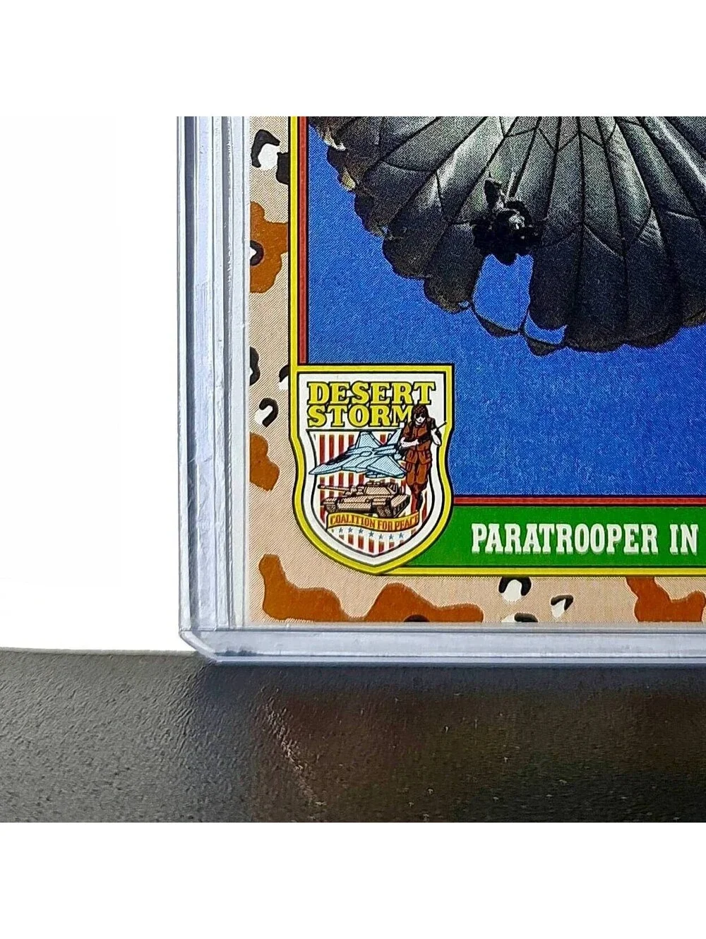 Paratrooper in Flight 1991 Topps Desert Storm #70 Card